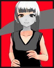 Anime Girl Cartoon Character Japanese Girl with Comic Effect with a smile and Background it's Anime Manga Girl from Japan