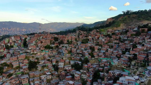 Drone footage of Kite flying over San Javier, Comuna 13, Medellin, Colombia 1/2