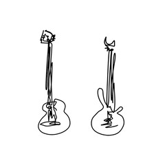 Abstract Sketch, Hand Drawing of Guitar and Bass