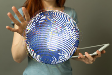 Fototapeta premium Human Hand Holding The World In Hands.
