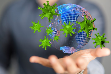 contagious coronavirus pandemic, dangerous virus outbreak 3d.