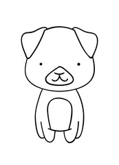 Coloring pages, black and white cute hand drawn dog doodles