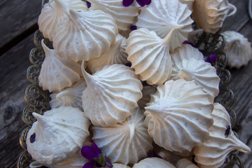 Homemade French Meringue. Dessert. No flour.