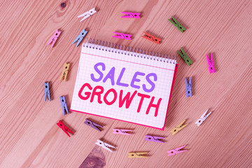 Handwriting text writing Sales Growth. Conceptual photo ability to increase revenue over a fixed...