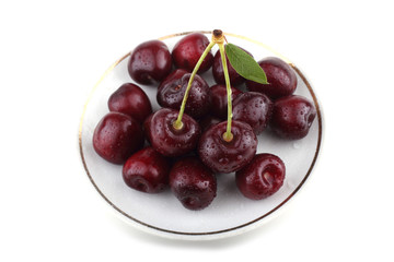 Cherries on dish
