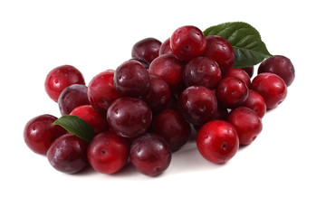 Red plums and leaves