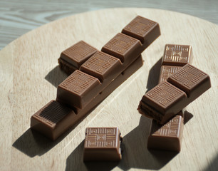 chocolate on wooden background
