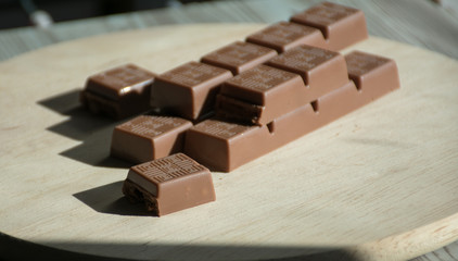 chocolate on wooden background