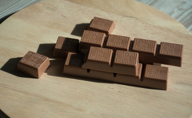chocolate on wooden background