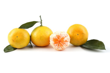 Mandarin oranges and leaves
