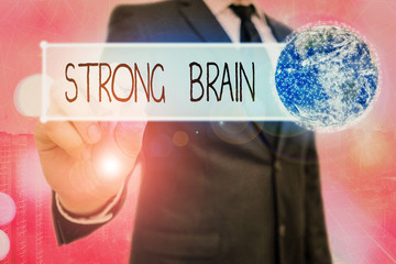 Word writing text Strong Brain. Business photo showcasing own firm attitudes and opinions and are...