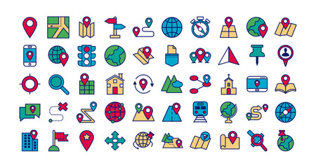 bundle of map line and fill icons