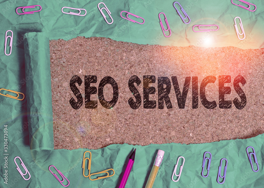 Poster conceptual hand writing showing seo services. concept meaning suite of techniques and procedures to 