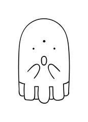 Coloring pages, black and white cute hand drawn monster cast doodles