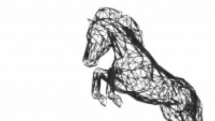 Horse abstract background of dot style, 3d illustration.