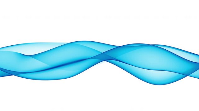 Looped animation. Abstract colorful wavy background in bright blue on white backdrop. Modern colorful wallpaper. 3d rendering.