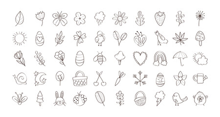 bundle of spring set line icons