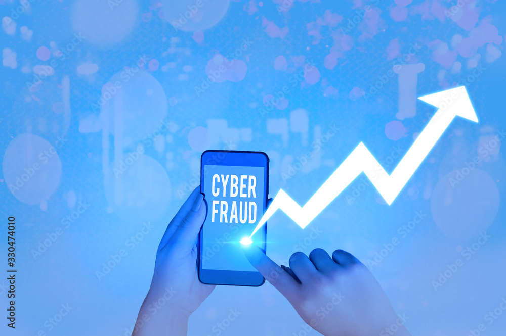 Poster handwriting text cyber fraud. conceptual photo any crime that is committed with the use of a compute