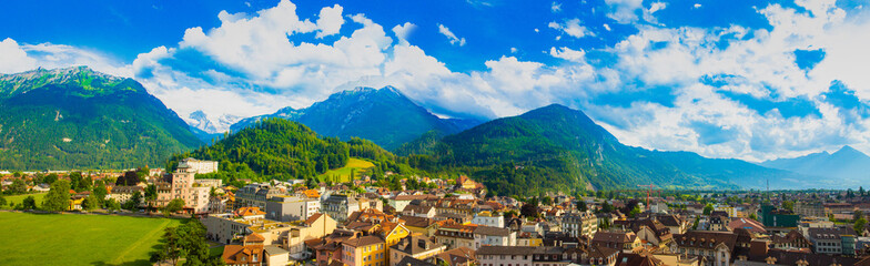 Panoramic view of Interlaken city in Switzerland