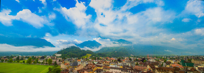 Panoramic view of Interlaken city in Switzerland