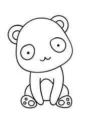 Coloring pages, black and white cute hand drawn panda doodles