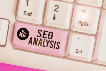 Conceptual hand writing showing Seo Analysis. Concept meaning tool helps showing to study on how to...