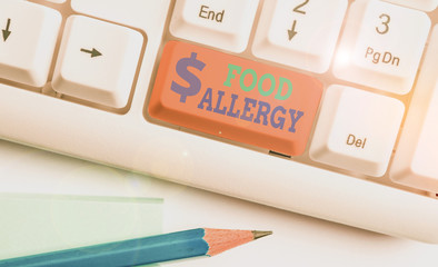 Word writing text Food Allergy. Business photo showcasing an abnormal immune response after eating...