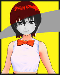 Anime Girl Cartoon Character Japanese Girl with Comic Effect with a smile and Background it's Anime Manga Girl from Japan