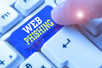 Text sign showing Web Phishing. Business photo showcasing fraudulent attempt to obtain sensitive...