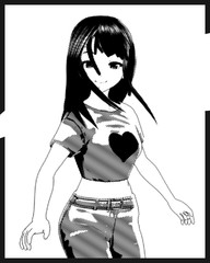Anime Girl Cartoon Character Japanese Girl with Comic Effect with a smile and Background it's Anime Manga Girl from Japan