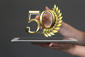 50 Anniversary 3d numbers. Poster template for Celebrating 50 anniversary event party.