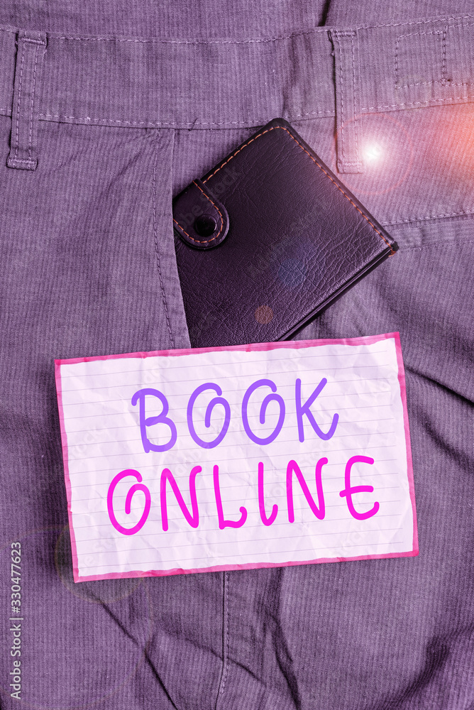 Poster text sign showing book online. business photo text booklike form that is only available to read on t