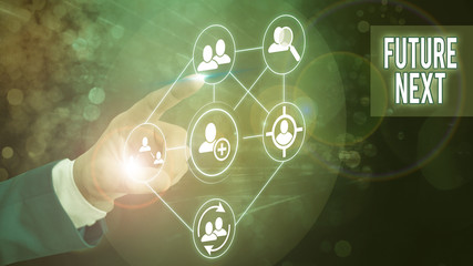 Writing note showing Future Next. Business concept for Set of mental process Human mind workflow Unique icons