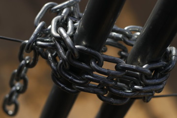 Iron chain closing a construction site