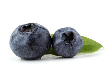 Blueberries and leaf