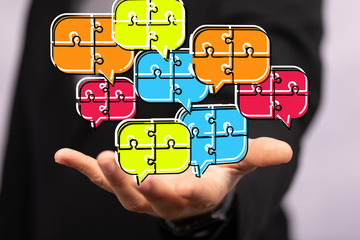 speech bubbles. People Chatting. 3d illustration of a communication concept, relating to feedback 3d