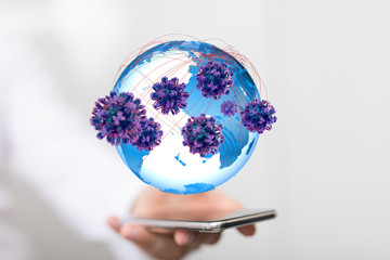 mikro digital epidemic corona virus nCoV , Novel Coronavirus 19-NCP. nCoV denoted is...