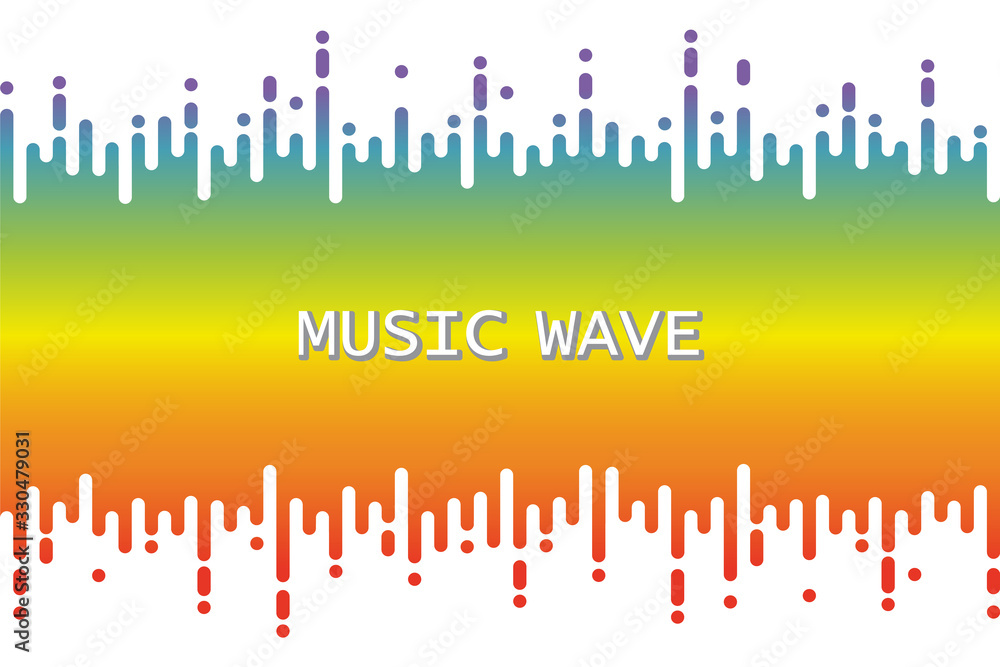 Poster 3d rainbow pulse music player on white. audio colorful wave logo. fluid design symbol. vector equali