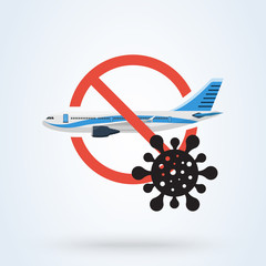 Coronavirus (2019-nCoV). illustration virus transmission related airplane with cross sign