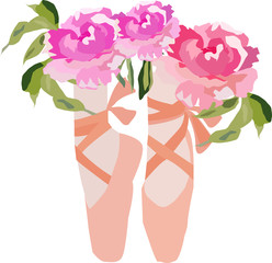 Pointe shoes are women's ballet shoes , an integral part of women 's dance in classical ballet. peony flowers