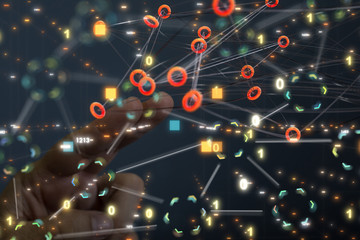 code data concept in hand media.