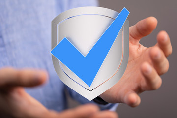 shield protection concept holding in hand digital
