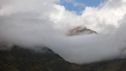 clouds over mountains