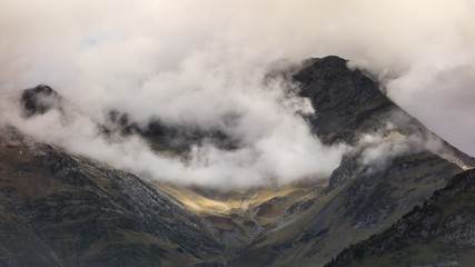 mountains and clouds