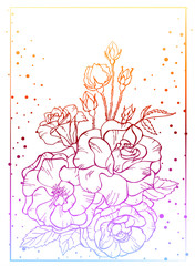 Bouquet of roses flowers on white background. Vector illustration. Perfect for invitations, greeting cards, postcard, print, fashion design.