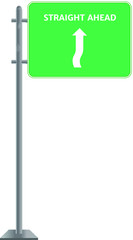 illustration of a straight ahead road sign with a green plate
