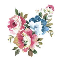 Gordijnen Flowers watercolor illustration.Manual composition.Big Set watercolor elements，Design for textile, wallpapers，Element for design,Greeting card © TAOZHU GONG