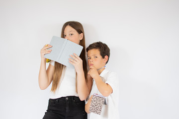 Two friends studying together with their notebooks