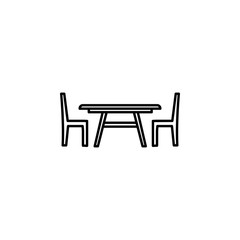 furniture, table, chair line illustration icon on white background