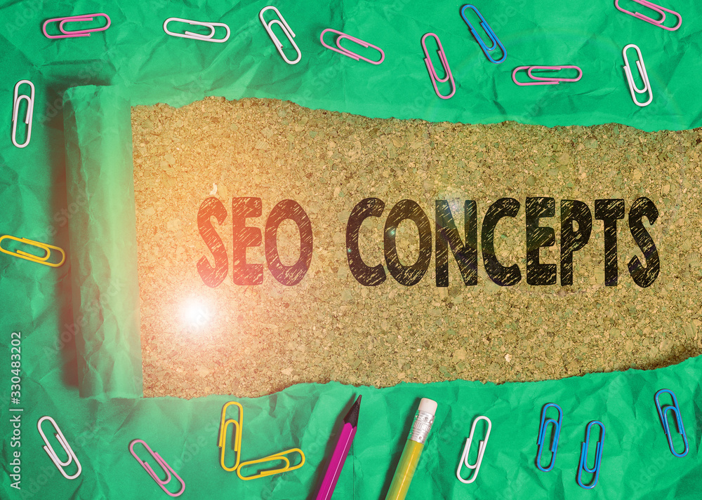 Poster conceptual hand writing showing seo concepts. concept meaning a process of increasing the quality of